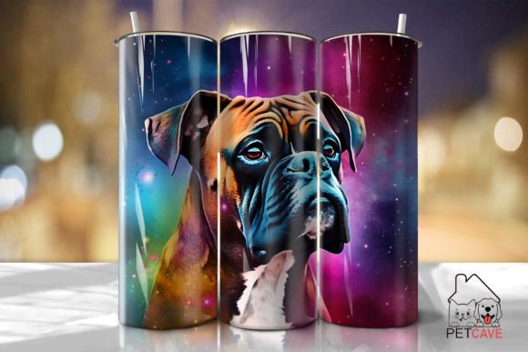 Boxer Dog and Galaxy Tumbler 20oz