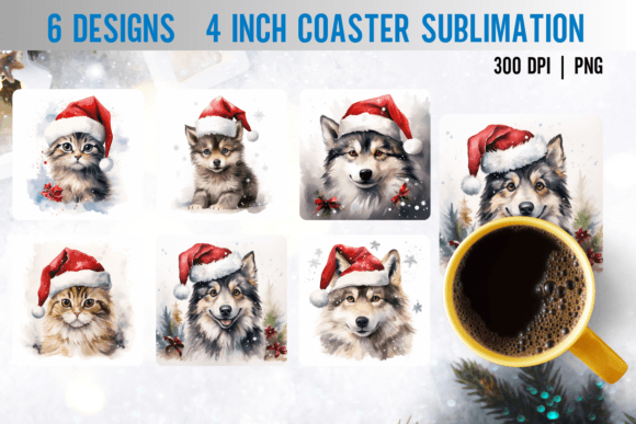 Dog Cat Santacros Square Coaster: A Designer's Review