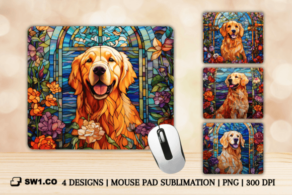 Stained Glass Golden Dog Mouse Pad PNG: A Designer's Review